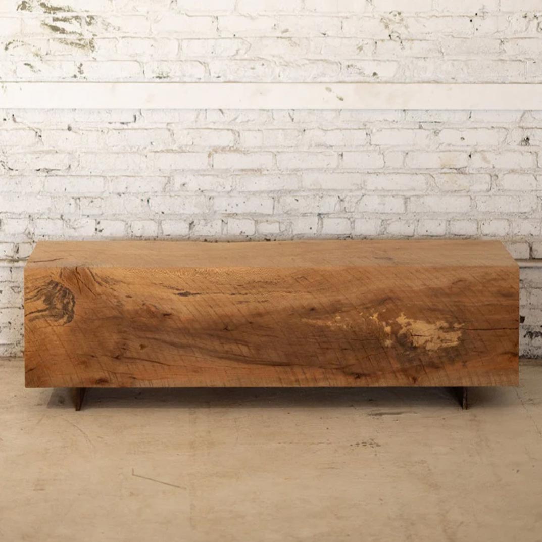 Hardwood Beam Bench Hardwood Beam Bench with Corten Steel Base